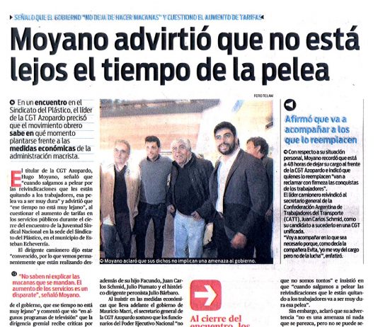 Moyano advirtió que no está lejos el tiempo de la pelea