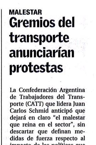 Gremios del transporte anunciarían protestas
