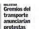 Gremios del transporte anunciarían protestas