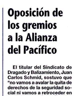 Oposición de los gremios a la Alianza del Pacífico