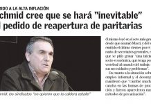 Schmid cree que se hará «inevitable» el pedido de reapertura de paritarias