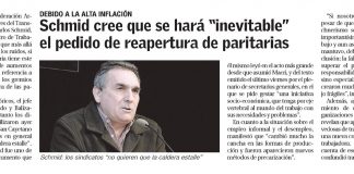 Schmid cree que se hará «inevitable» el pedido de reapertura de paritarias