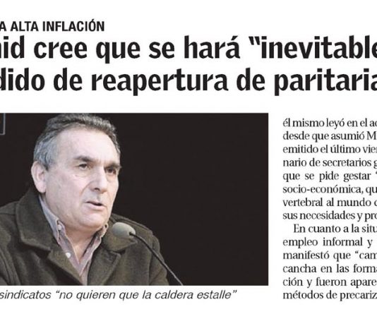 Schmid cree que se hará «inevitable» el pedido de reapertura de paritarias