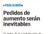 Pedidos de aumento serán inevitables