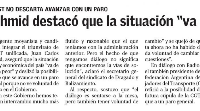 Schmid destacó que la situación «va de mal en peor»