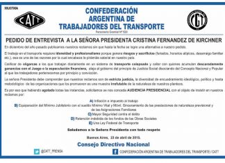 Pedido de Entrevista a la Presidenta Cristina Fernández