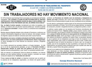 Sin trabajadores no hay Movimiento Nacional