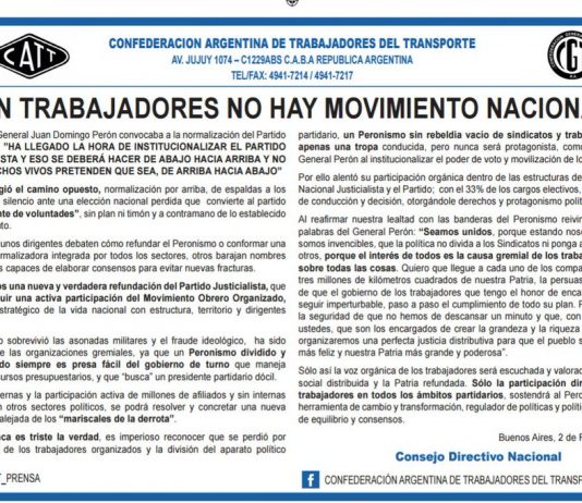 Sin trabajadores no hay Movimiento Nacional