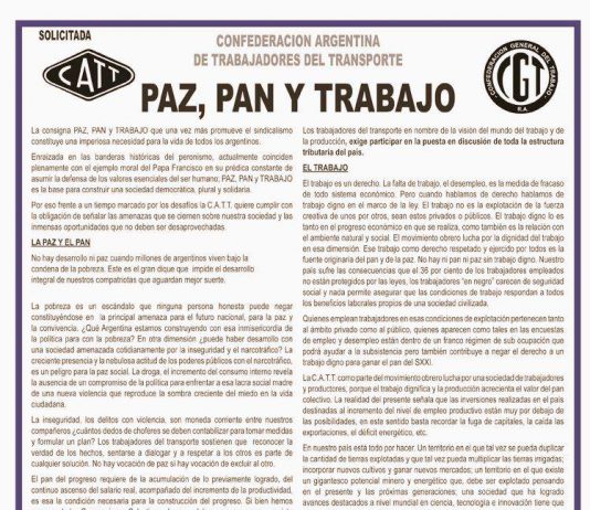 Paz, Pan y Trabajo
