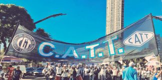 La CATT se movilizó a Obras Sanitarias por el Dia del Trabajador junto a la CGT