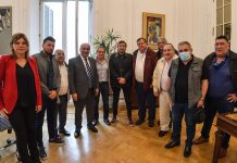 Reunión de la Confederación Argentina de Trabajadores del Transporte con el Jefe de Gabinete de Ministros, Juan Manzur y el Presidente del bloque de Diputados del Frente de Todos, Máximo Kirchner