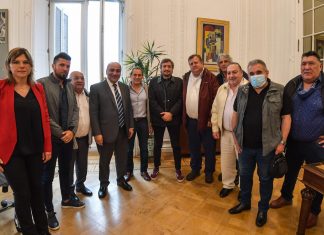 Reunión de la Confederación Argentina de Trabajadores del Transporte con el Jefe de Gabinete de Ministros, Juan Manzur y el Presidente del bloque de Diputados del Frente de Todos, Máximo Kirchner