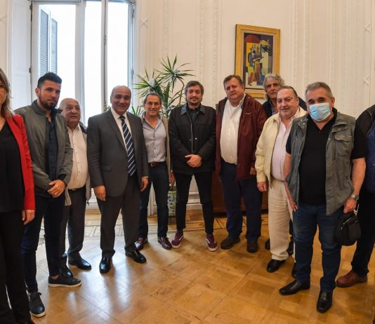 Reunión de la Confederación Argentina de Trabajadores del Transporte con el Jefe de Gabinete de Ministros, Juan Manzur y el Presidente del bloque de Diputados del Frente de Todos, Máximo Kirchner